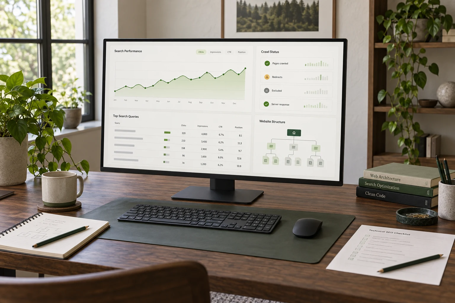 Illustratives Motiv zur SEO am digitalen Arbeitsplatz